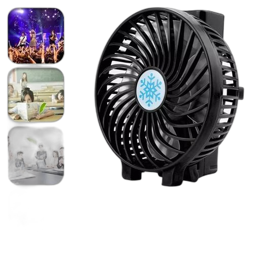 Mini ventilateur rechargeable avec câble et batterie noir
