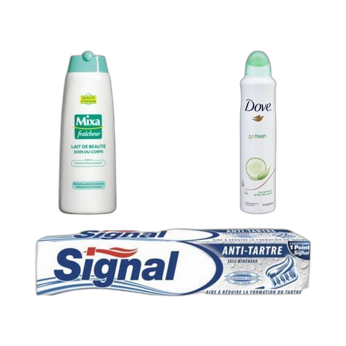 Mixa lait fraiche 250ml dove déo 250ml signal antitartre75 ml