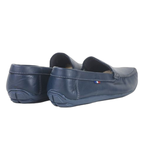 Mocassins simples en simili cuir bleu nuit pour homme