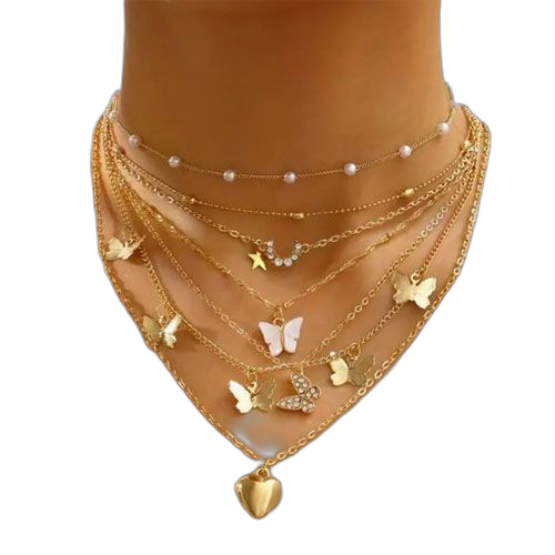 Mode bijoux femme colliers set or 6 pièces