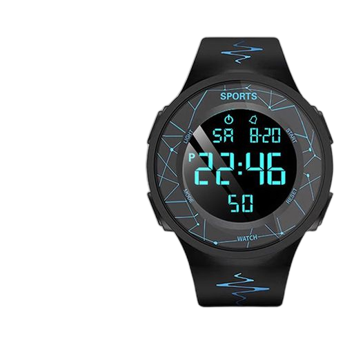 Mode montre de réveil électronique lumineuse étanche pour hommes noir