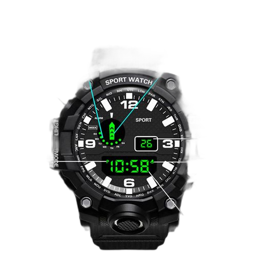 Mode montre électronique homme multifonctionnel étudiant sport imperméable casual noir