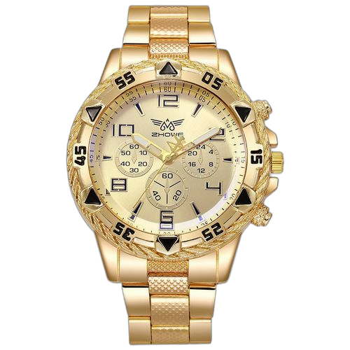 Mode montre quartz band acier homme échelle numérique or
