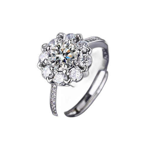 Mode sunflower luxury femelle bague en argent