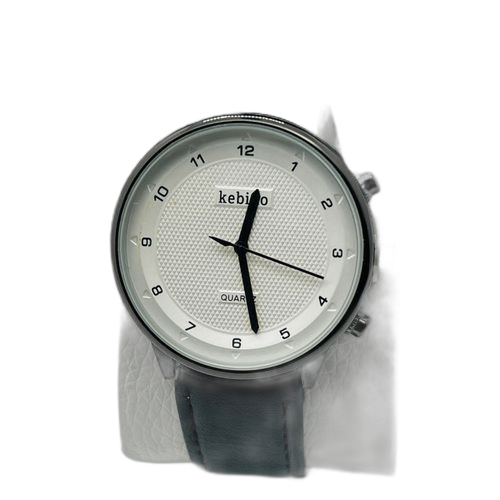 Montre bracelet homme en simili cuir noir fond blanc – Image 7