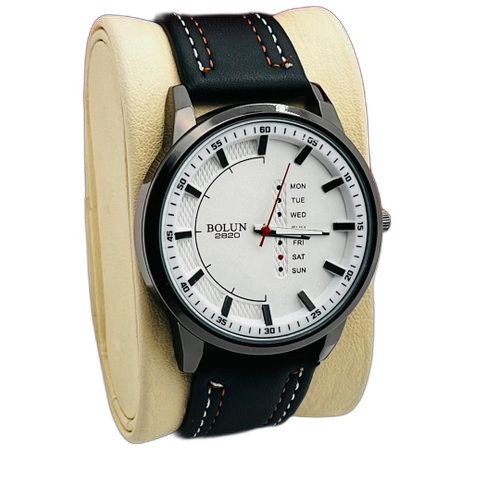 Montre bracelet homme en simili daim cadran carré f blanc