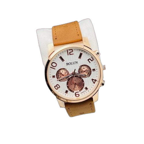 Montre bracelet homme en simili daim marron