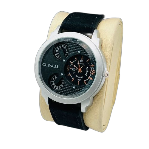 Montre bracelet homme en simili daim noirfond blanc