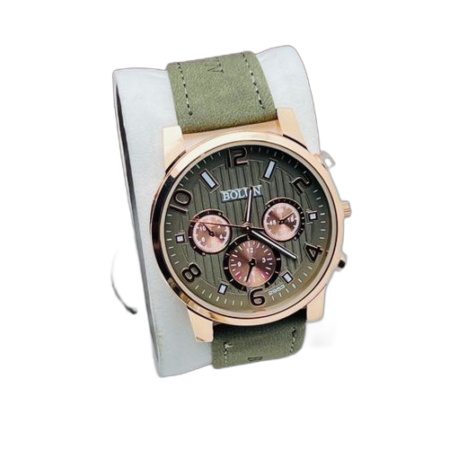 Montre bracelet homme en simili daim vert fv