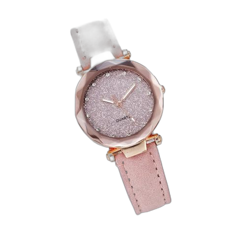 Montre quartz pour femme avec ceinture en cuir givré simple et décontractée noire