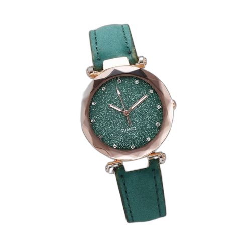 Montre quartz pour femme avec ceinture en cuir givré simple et décontractée bleu