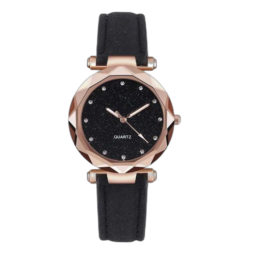 Montre quartz pour femme avec ceinture en cuir givré simple et décontractée rose