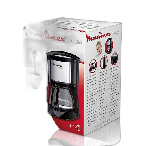 Moulinex cafetière 6 tasses 600 watts noir/inox fg151825