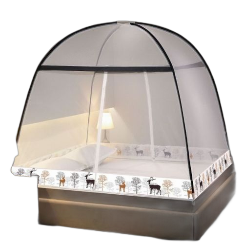 Moustiquaire double couche pliable portable pour lit sans fond 1.5*2m
