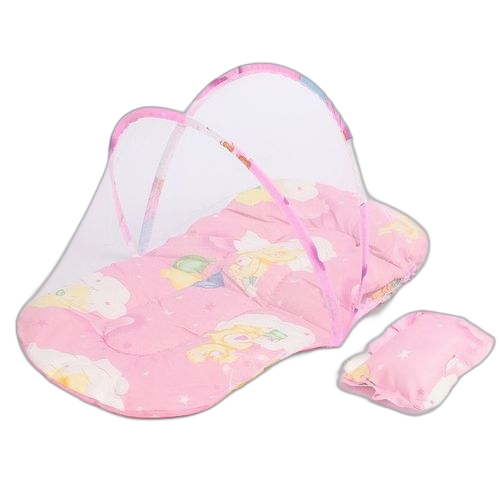 Moustiquaire portable pliable pour lit de bébé rose