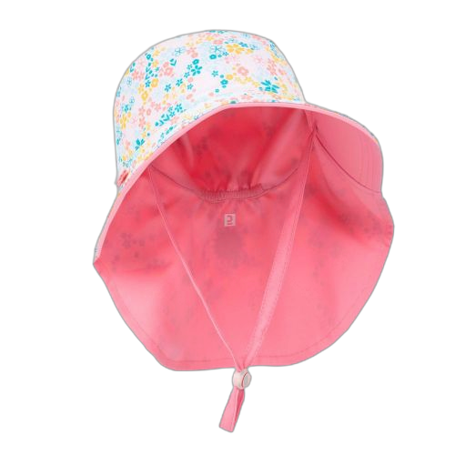 Nabaiji chapeau anti uv bébé réversible rose clair et imprimé fleurs