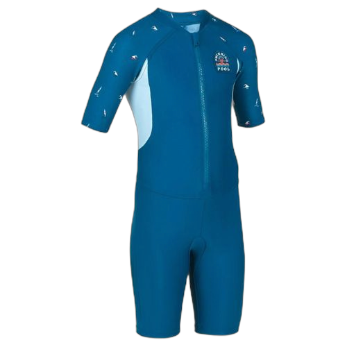Nabaiji combinaison garçon shorty 100 manches courtes bleu marine / bleu