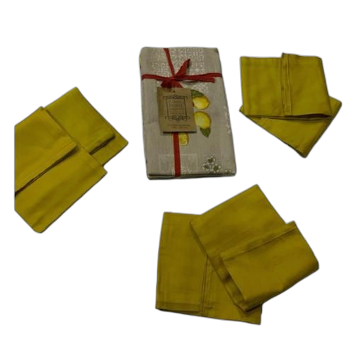 Nappe de table + 6 torchons 7 pièces jaune