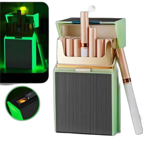 Nouvel étui à cigarettees lumineux rechargeable usb multifonctionnel, allume cigaree étanche noir