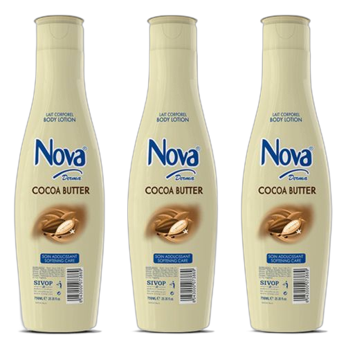 Nova lot de 3 nova lait de corps derma 750 ml coco butter