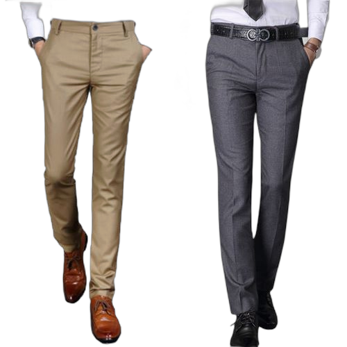 Offre spéciale : lot de 2 pantalons super cent coupe droite qualité supérieurbeige et gris