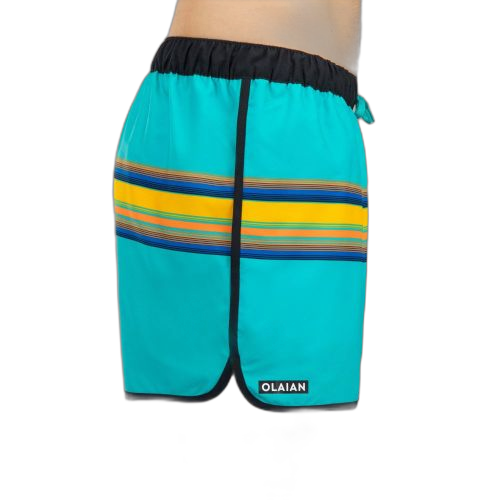 Olaian surf boardshort court 100 sunstripe green