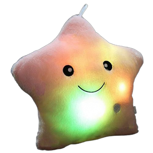Oreiller en peluche en forme d'étoile scintillante mauve led veilleuse