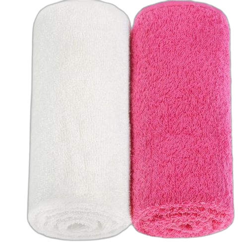 Original lot de 2 serviettes blanc et rose en coton