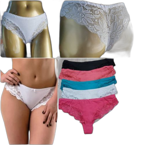 Pack de 12 dessous en coton et dentelle