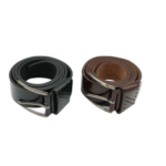 Pack de 2 ceintures simili cuir noir et marron