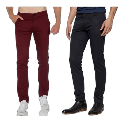 Pack de 2 pantalons chino homme noir et rouge bordeau