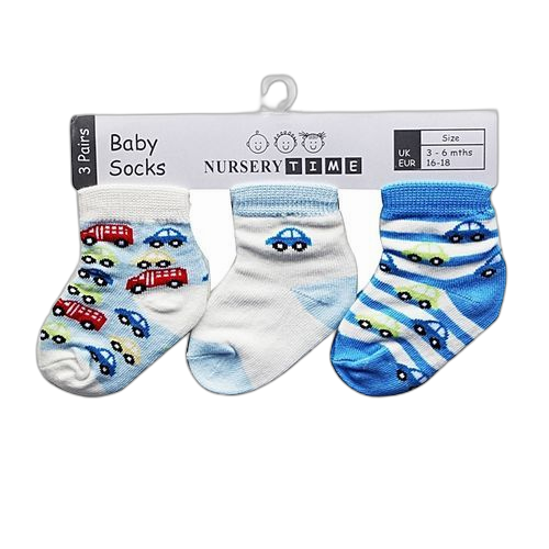 Pack de 3 chaussettes pour bébé 100% coton bleu