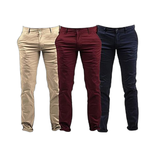 Pack de 3 pantalons chino homme beige, rouge bordeau, noir