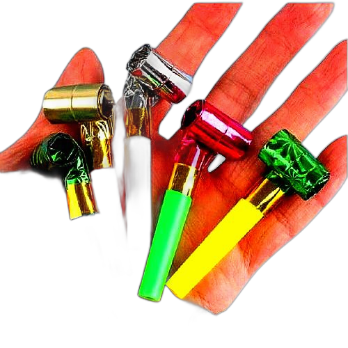 Pack de 6 sifflets ou cornes de fête rétractables multicolore