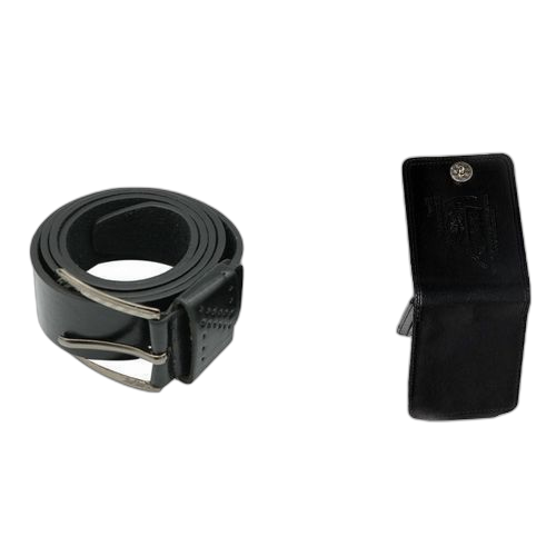 Pack portefeuille noir + ceinture noir simili cuir