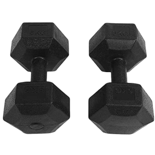 Paire d'haltères de 5 kg noire. 2 bras 5kg chacun, les 2 font 10kg