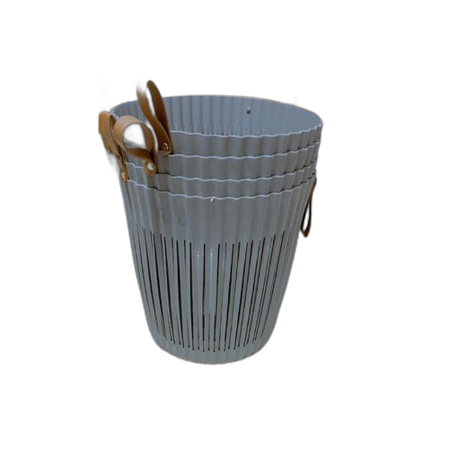 Panier à linge 40l, en plastique recyclé, gris, idéal pour les petits espaces, 2 poignées latérales