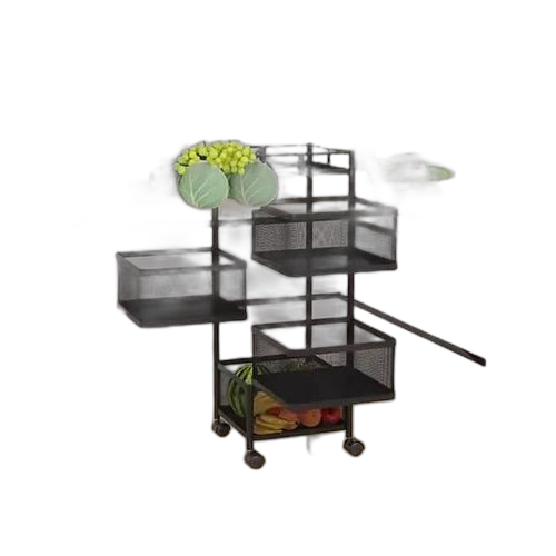 Paniers de rangement rotatifs à 4 niveaux t1, panier en métal empilable, étagère de rangement de cuisine, cube de fruits et légumes à roulette