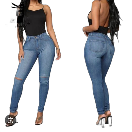 Pantalon jean slim taille haute