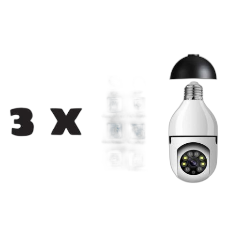 Paquet de 3 caméra de sécurité ptz sans fil 1080p avec connecteur de bulbe e27
