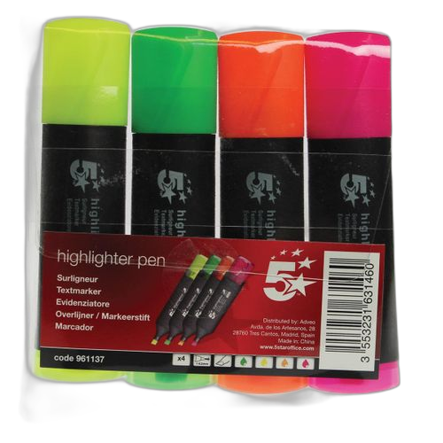 Paquet de 4 surligneursmulticouleur