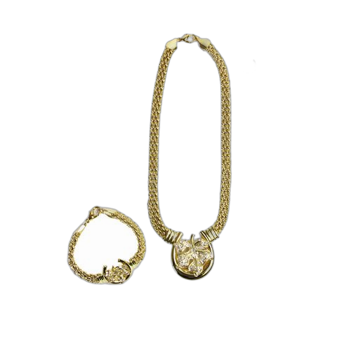 Parure de bijoux plaqué or collier, boucles d'oreilles, bracelet