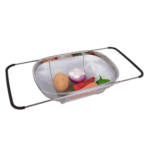 Passoire ovale en acier inoxydable de qualité supérieure avec panier à mailles fines de 6 litres et poignées extensibles en caoutchouc