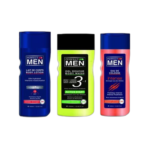 Perfect man pack soins homme : lait 400ml + gel douche 400ml+ eau de cologne 400ml