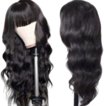 Perruque big wave noire couvre tête complet