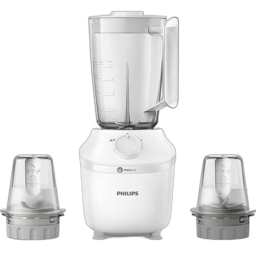 Philips blender + moulin + hachoir 1,9 litre, 1 réglage de vitesse + impulsion bocal en plastique 450 w blanc