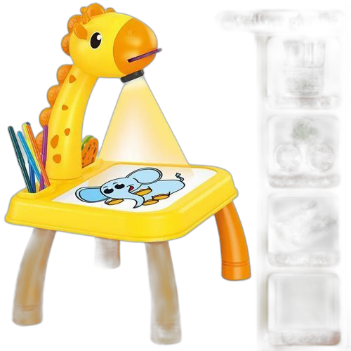Planche à dessin avec projecteur led pour enfants, table de peinture, bureau, tablette d'écriturejaune