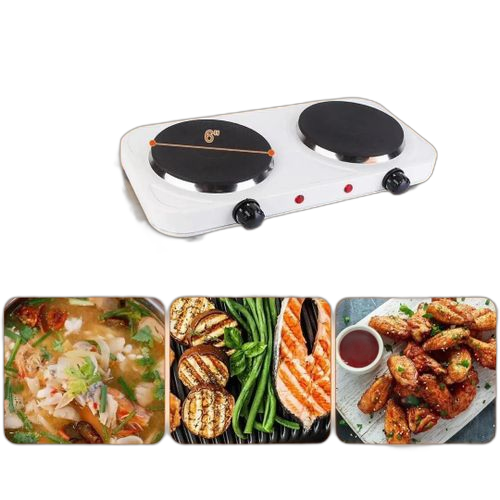 Plate table de cuisson électrique plaque chauffante 2 feux blanc 2000w