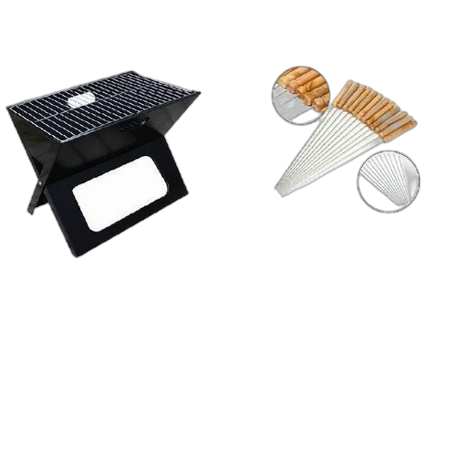 Portable barbecue au charbon pliant +10 brochettes