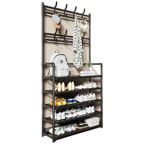 Porte manteau de sol simple multifonctionnel, porte chaussures de salon de chambre à coucher noir
